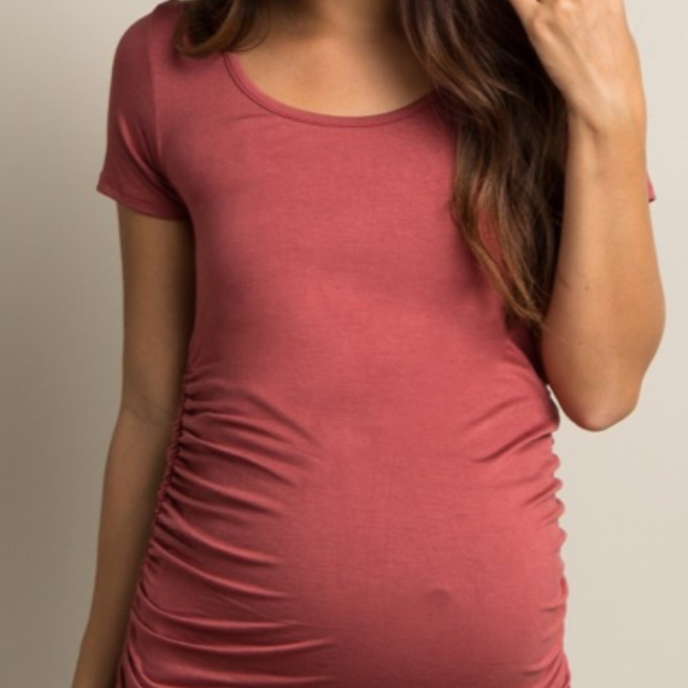 Ruched short sleeve maternity top